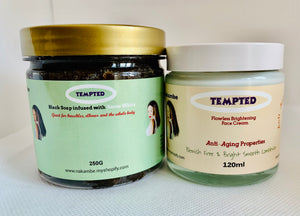 Tempted Brightening Face Cream+Black soap with Snow White 120g+250g